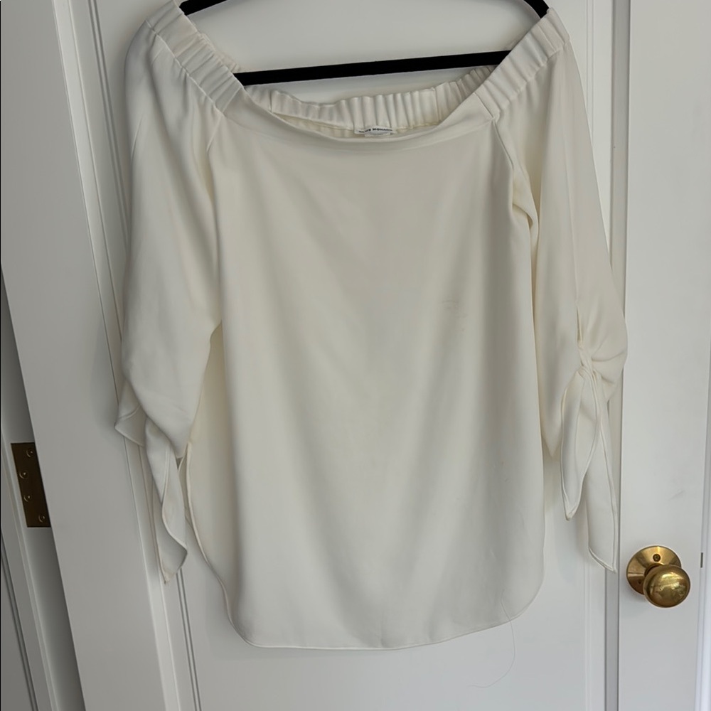 Club Monaco Cream tunic off shoulder Tie sleeve Blouse